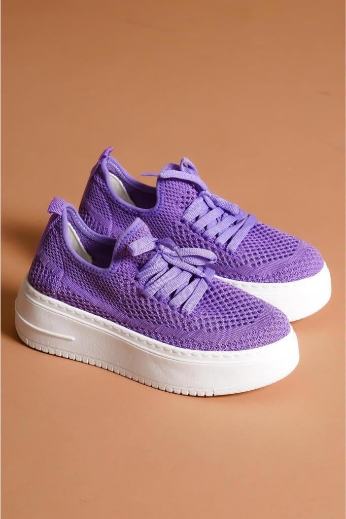 Benito Lila Triko Streç Kalın Tabanlı SneakersBenito Lila Triko Streç Kalın Tabanlı Sneakers