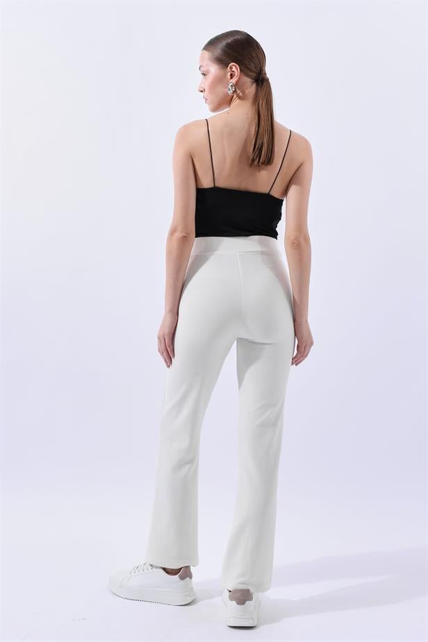 BPM Çımalı Kadın Pantolon Krem