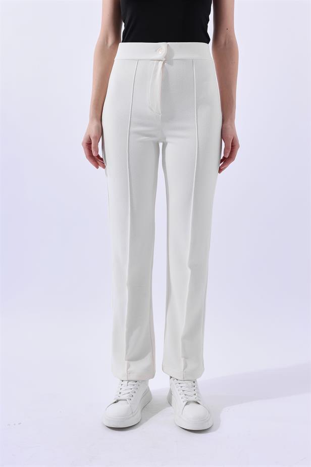 BPM Çımalı Kadın Pantolon Krem