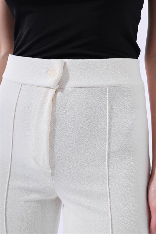 BPM Çımalı Kadın Pantolon Krem