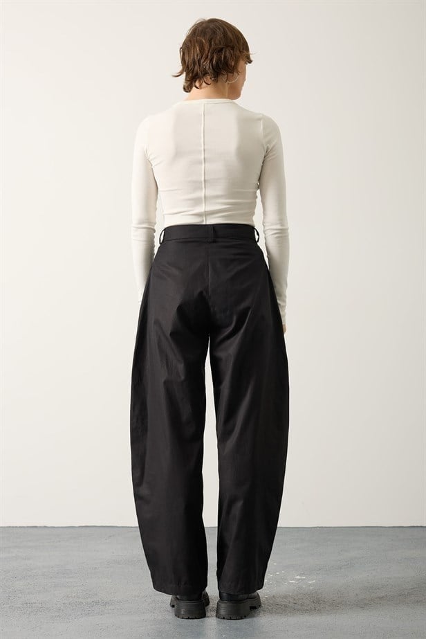 BPM DESIGN İŞLEMELİ BALON PANTOLON - Siyah
