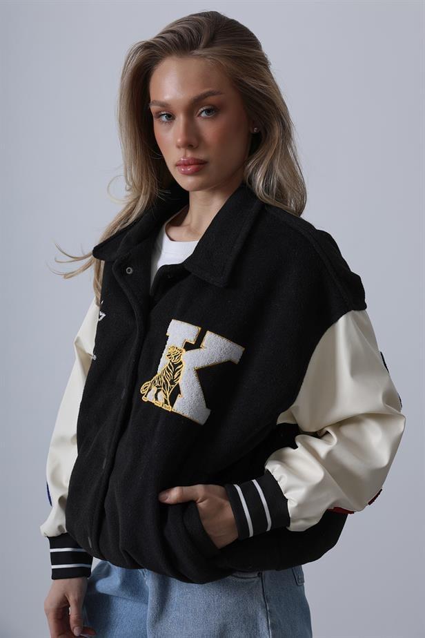 BPM Design Kaşe Biker Ceket - SiyahBPM Design Kaşe Biker Ceket - Siyah