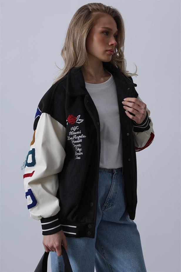 BPM Design Kaşe Biker Ceket - SiyahBPM Design Kaşe Biker Ceket - Siyah