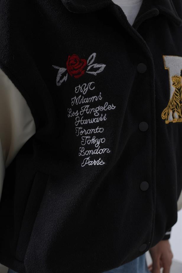 BPM Design Kaşe Biker Ceket - SiyahBPM Design Kaşe Biker Ceket - Siyah