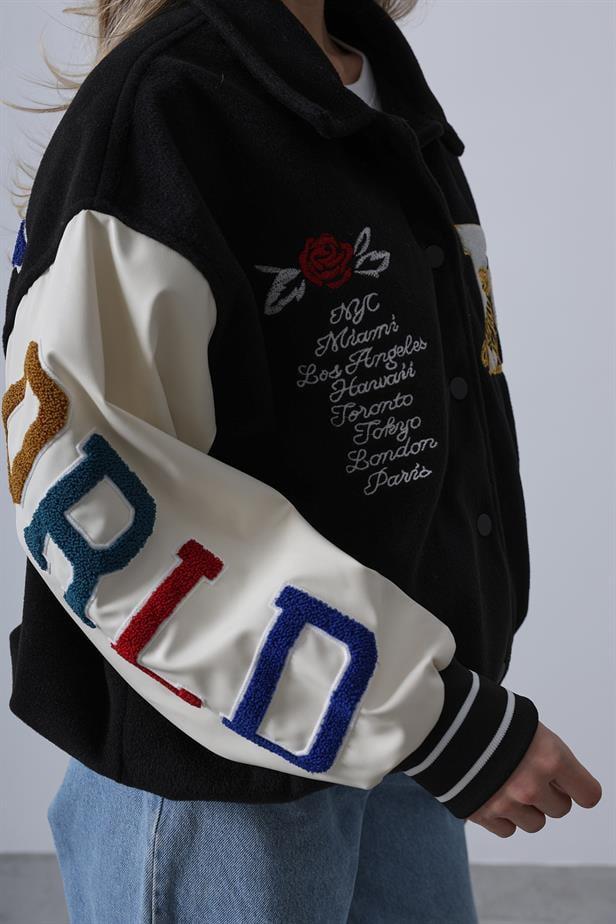 BPM Design Kaşe Biker Ceket - SiyahBPM Design Kaşe Biker Ceket - Siyah