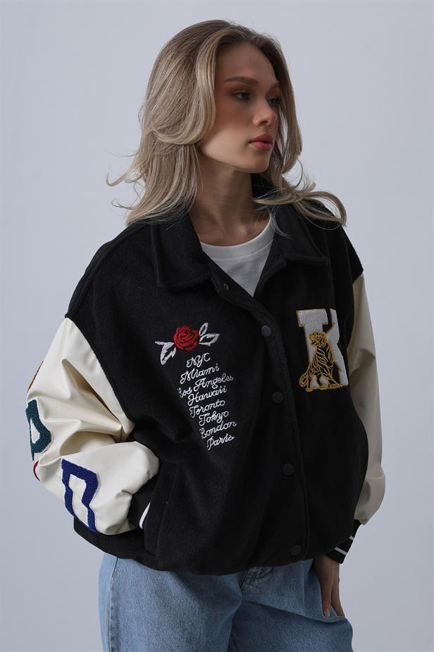 BPM Design Kaşe Biker Ceket - SiyahBPM Design Kaşe Biker Ceket - Siyah