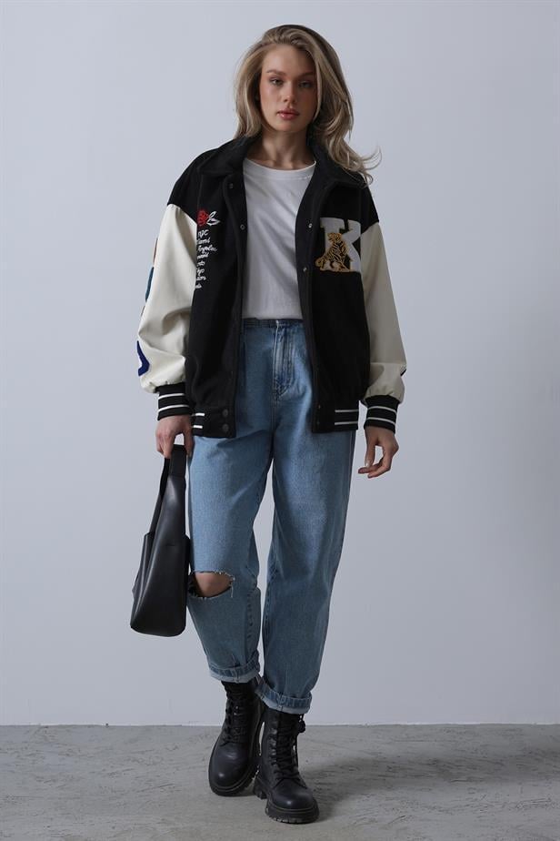 BPM Design Kaşe Biker Ceket - SiyahBPM Design Kaşe Biker Ceket - Siyah