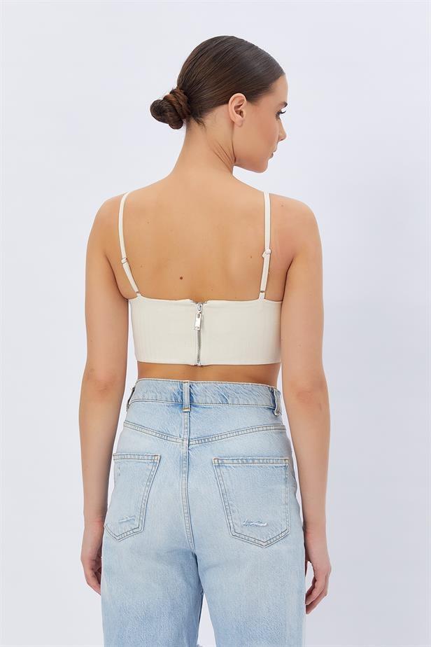 BPM Zımbalı Askılı Bluz - KREMBPM Zımbalı Askılı Bluz - KREM