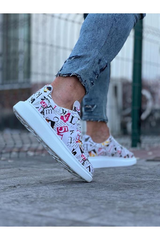Dergi Desenli Boyalı Erkek Casual Ayakkabı WG501Dergi Desenli Boyalı Erkek Casual Ayakkabı WG501