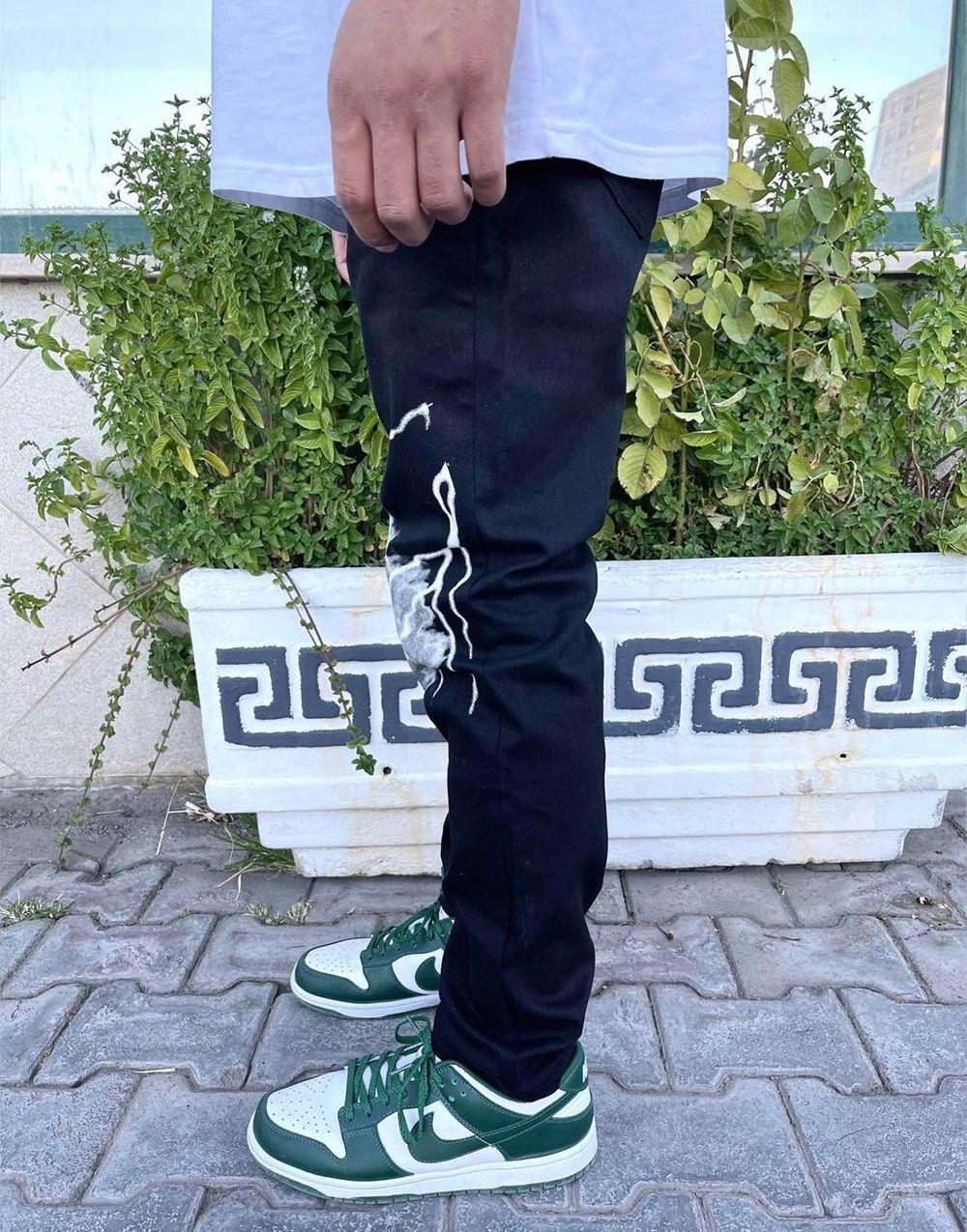 Dijital Printed Kot Pantolon SiyahDijital Printed Kot Pantolon Siyah