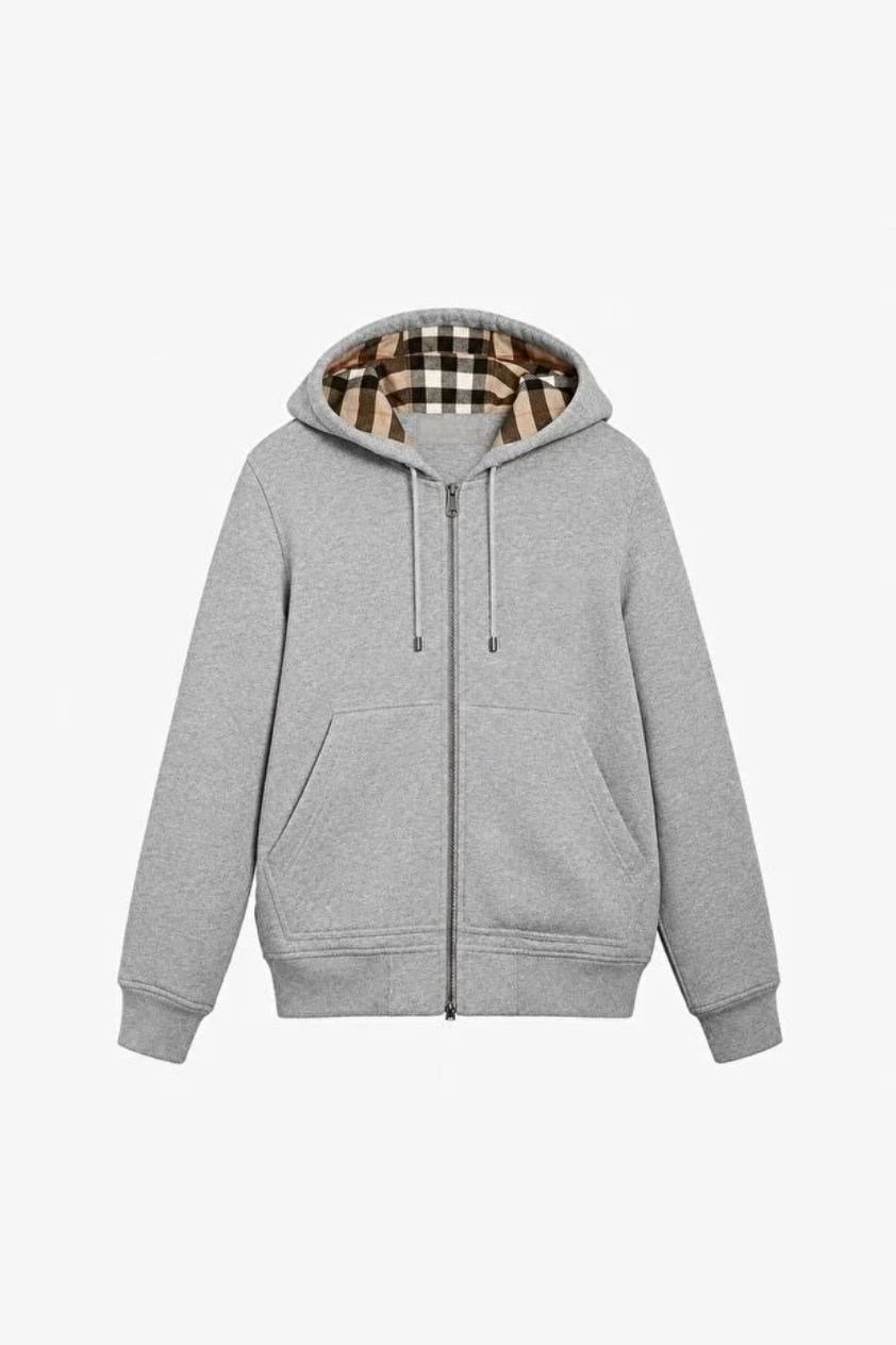 Drip Ekose Desenli Oversize Zip Hoodie Ceket