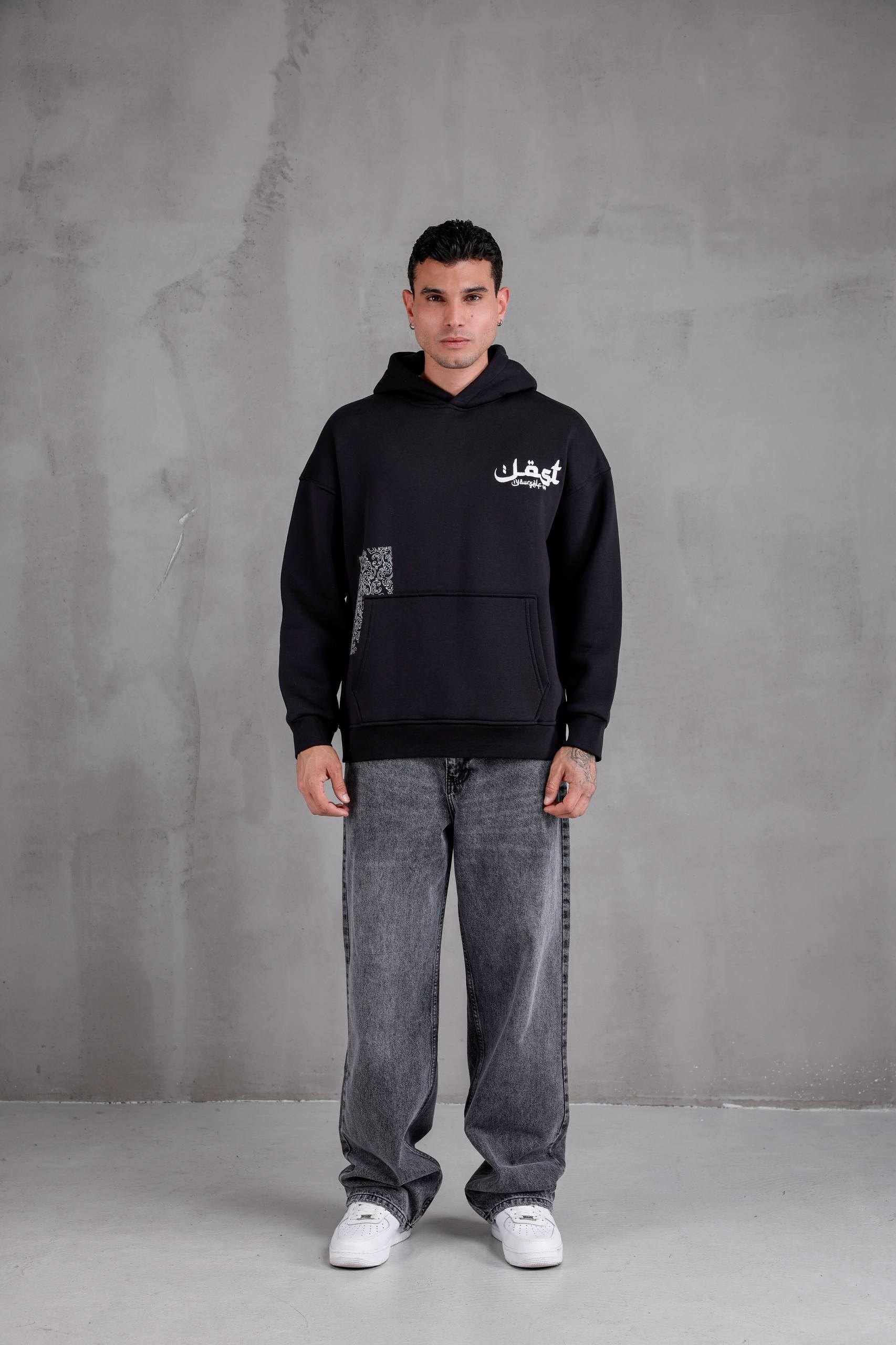 Full Dokulu Carpet Oversize Kapüşonlu Sweatshirt