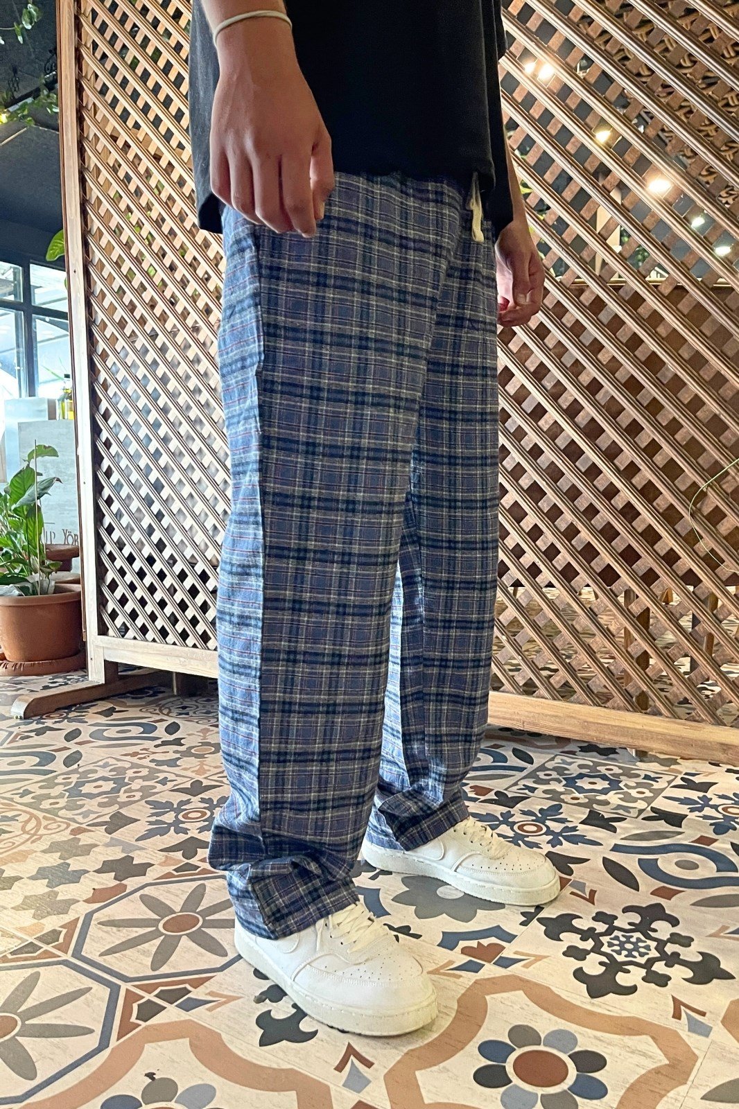 Kare Çizgili Pijama Eşofman AltıKare Çizgili Pijama Eşofman Altı
