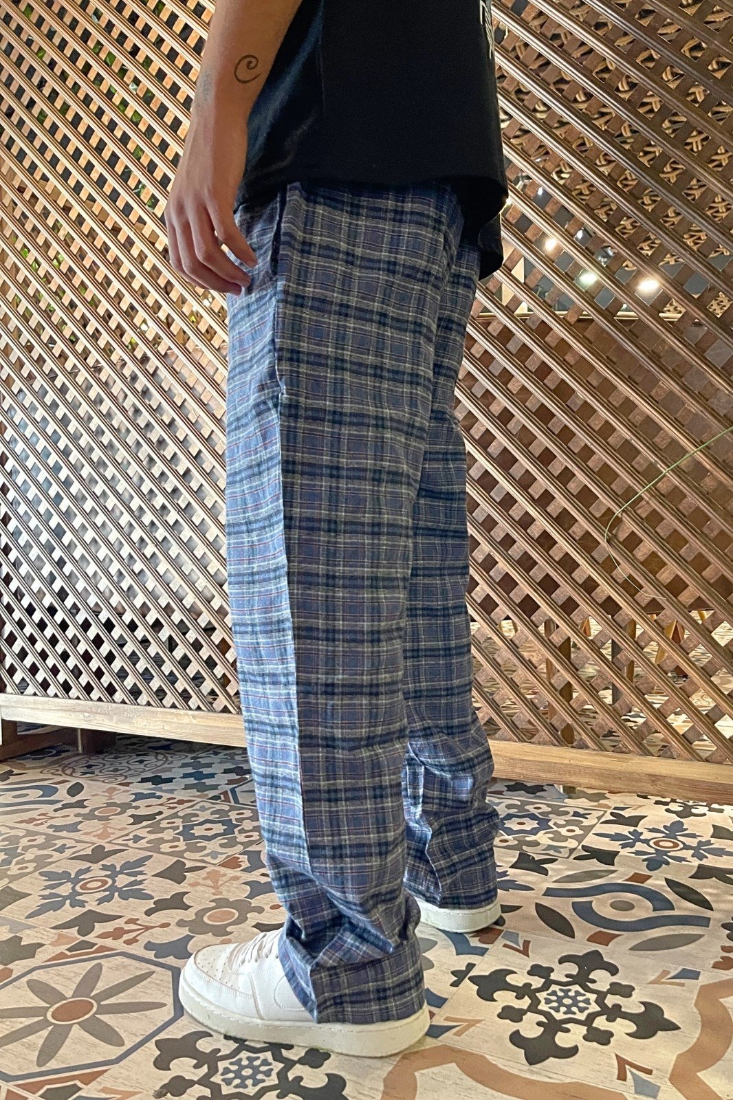 Kare Çizgili Pijama Eşofman AltıKare Çizgili Pijama Eşofman Altı