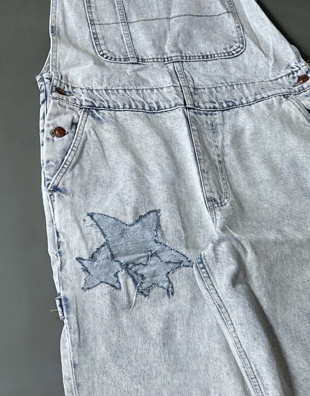 Kot Tulum Mavi Starry Patch Unisex Baggy Salopet