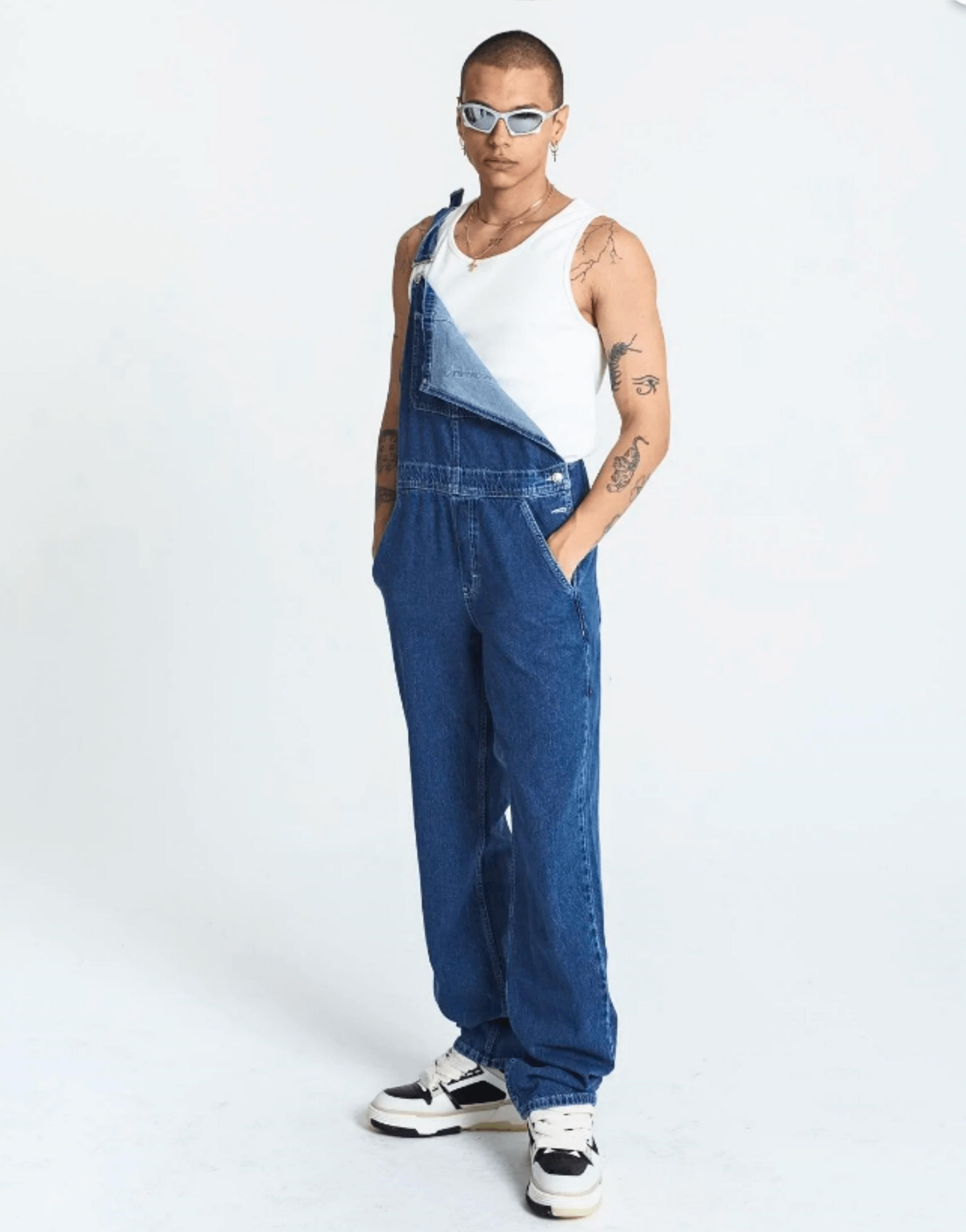 Premium Baggy Fit Kot Tulum Salopet Mavi