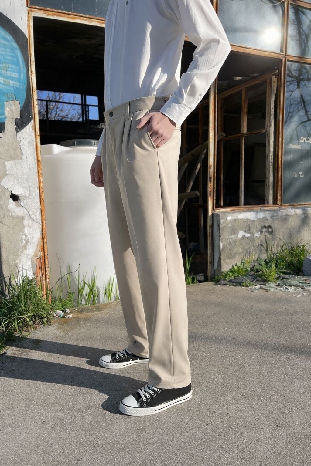 Premium Baggy Kumaş Pantolon BejPremium Baggy Kumaş Pantolon Bej