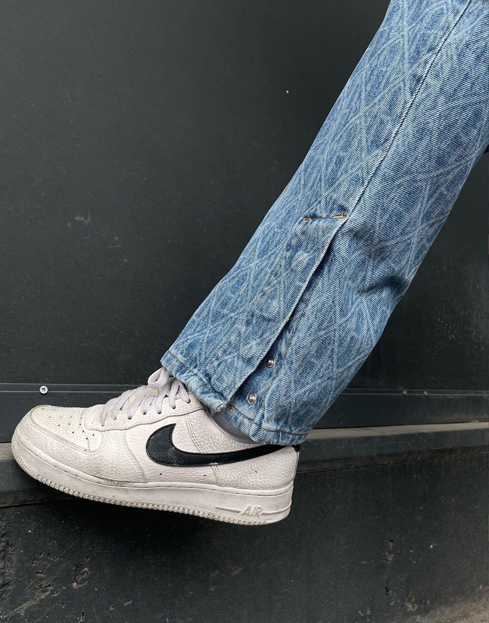 Premium Dijital Printed Baggy Kot Pantolon Mavi