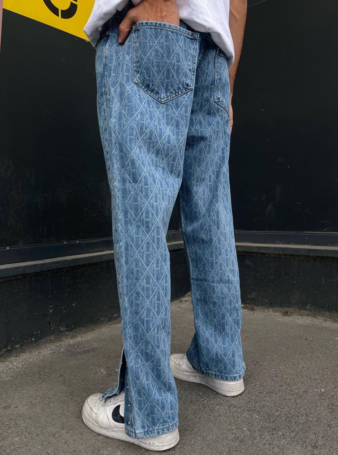 Premium Dijital Printed Baggy Kot Pantolon Mavi