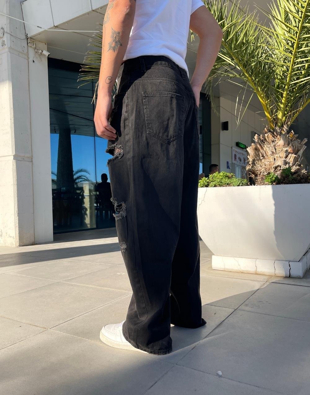 Premium Distressed Wash Baggy Kot Pantolon