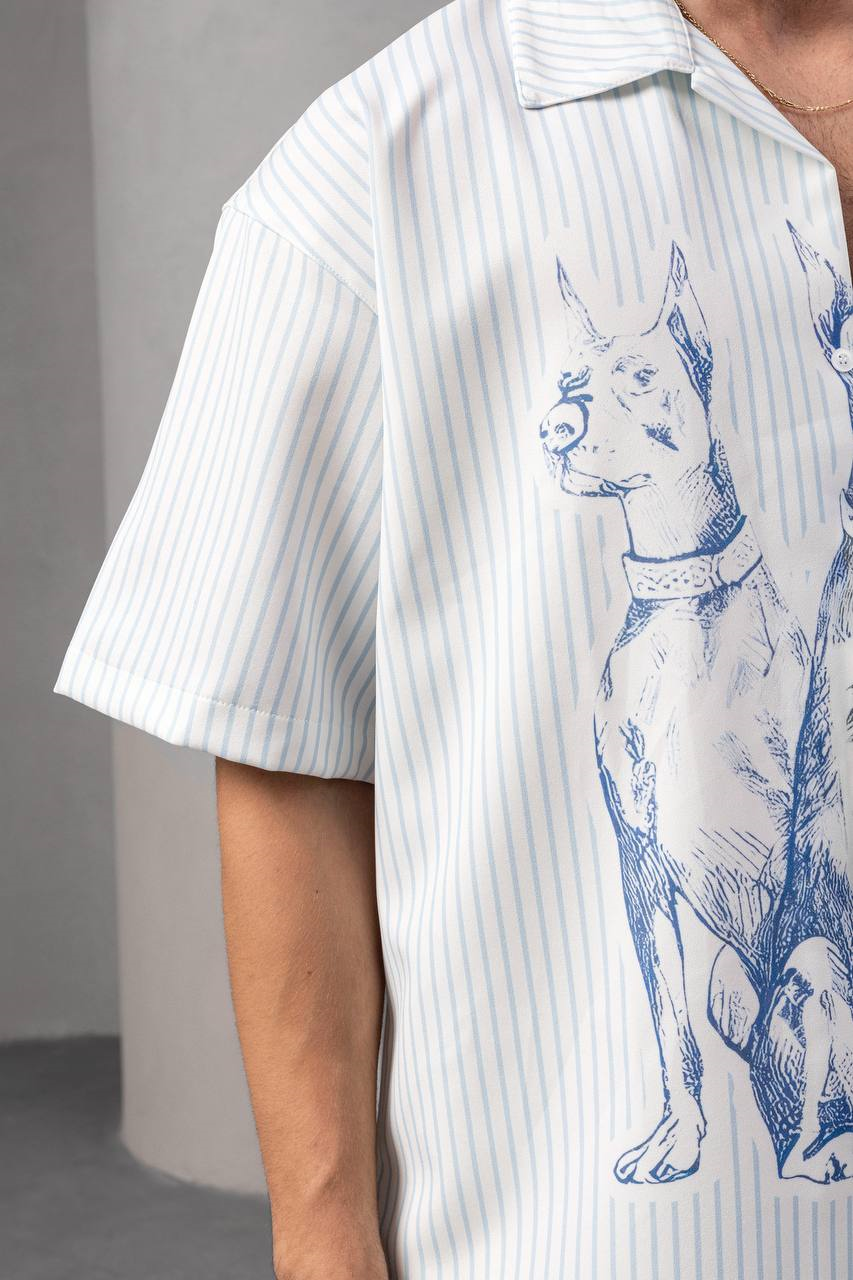 Premium Double Doberman Design Oversize Gömlek