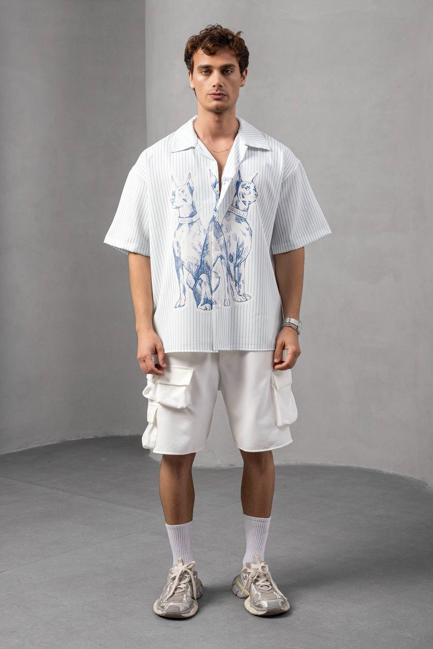 Premium Double Doberman Design Oversize Gömlek