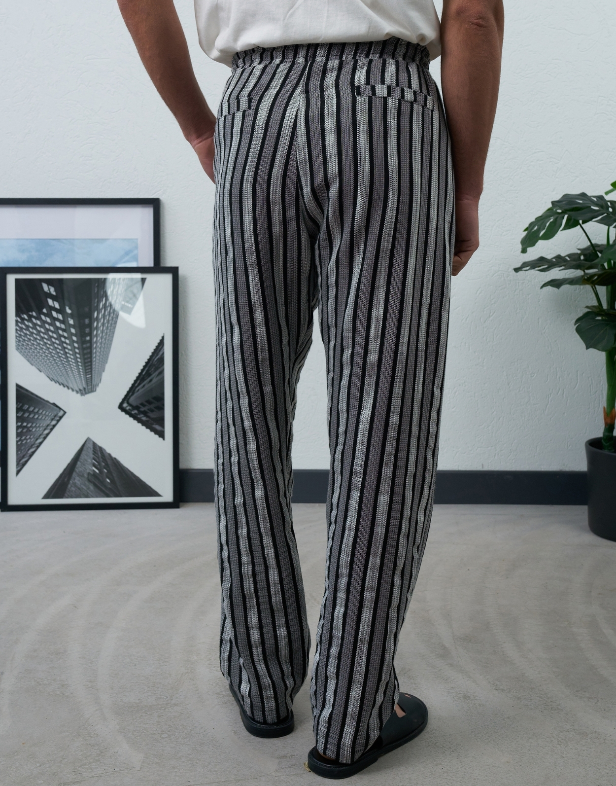 Premium Erkek Çizgili Yazlık Fitilli Kumaş Eşofman Altı