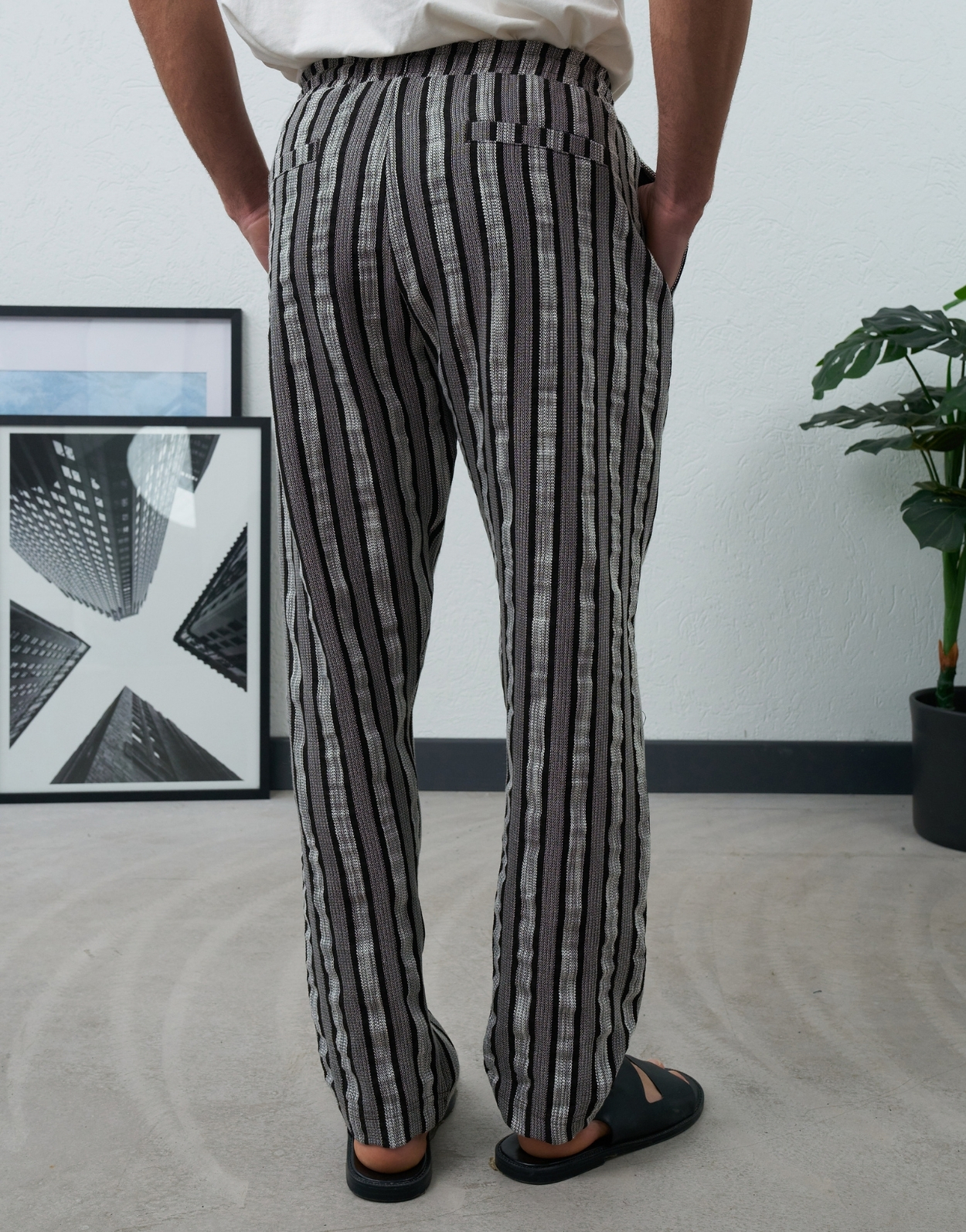 Premium Erkek Çizgili Yazlık Fitilli Kumaş Eşofman Altı