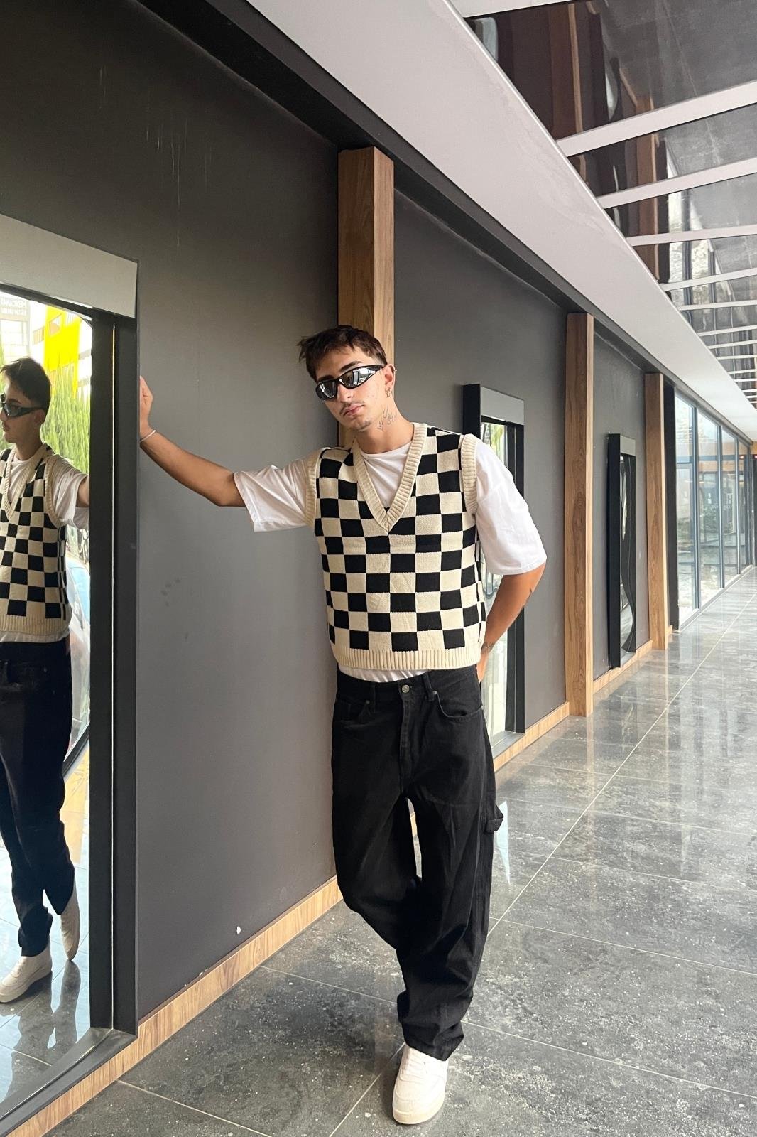 Premium Kare Desenli SüveterPremium Kare Desenli Süveter