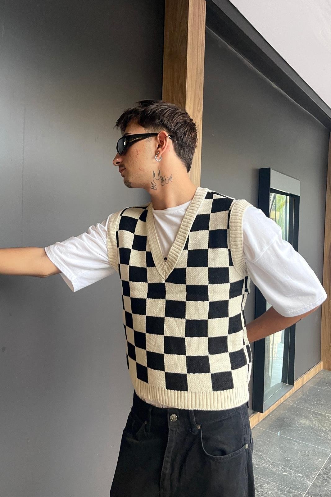 Premium Kare Desenli SüveterPremium Kare Desenli Süveter