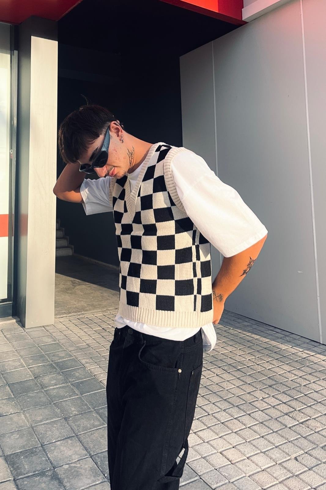 Premium Kare Desenli SüveterPremium Kare Desenli Süveter