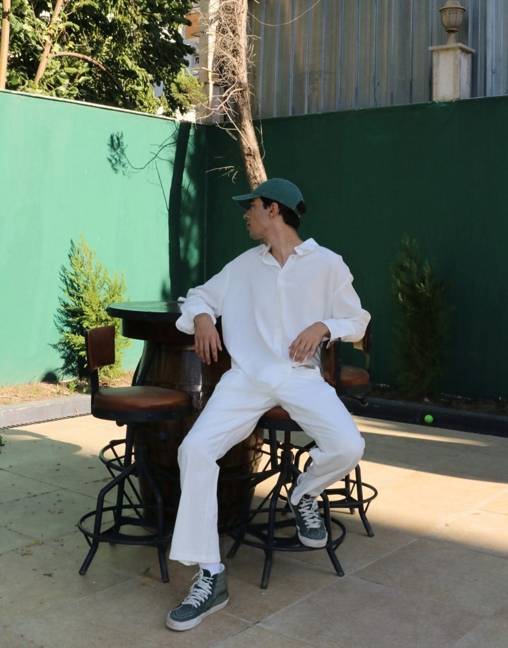Premium Keten Oversize Gömlek Pantolon Takım Beyaz