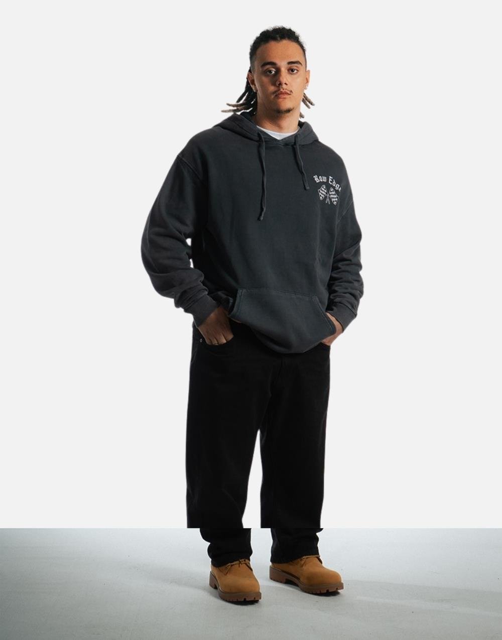 Raw Edge Acid Wash Oversize Sweatshirt Hoodie