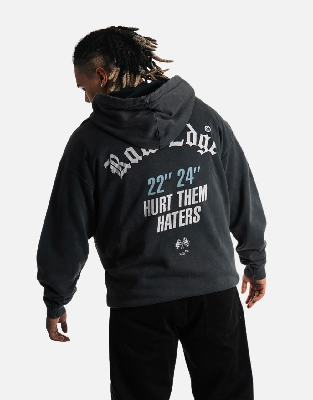 Raw Edge Acid Wash Oversize Sweatshirt Hoodie