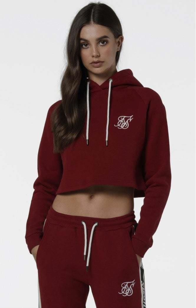 SikSilk Crop Bordo Kapşonlu Bayan SweatshirtSikSilk Crop Bordo Kapşonlu Bayan Sweatshirt