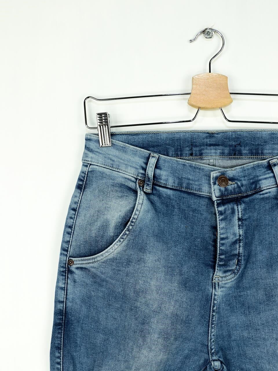 SikSilk Distressed Erkek Kot Şort Mavi