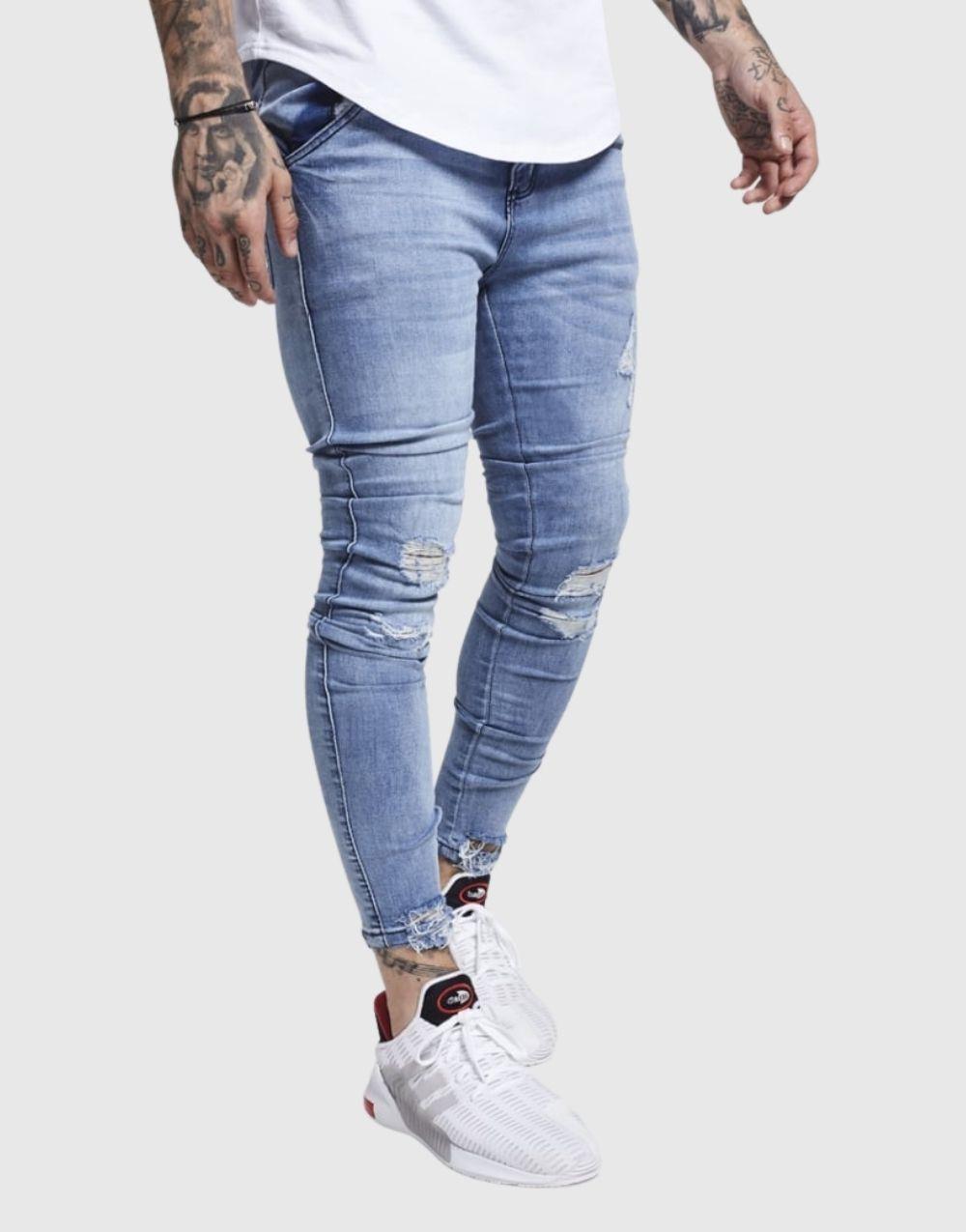 SikSilk Distressed Washed Denims Erkek Kot Pantolon