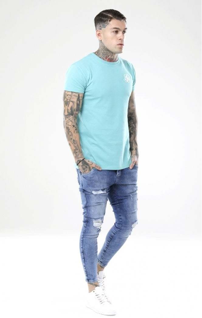 SikSilk Peached Box Tee - Aqua TealSikSilk Peached Box Tee - Aqua Teal