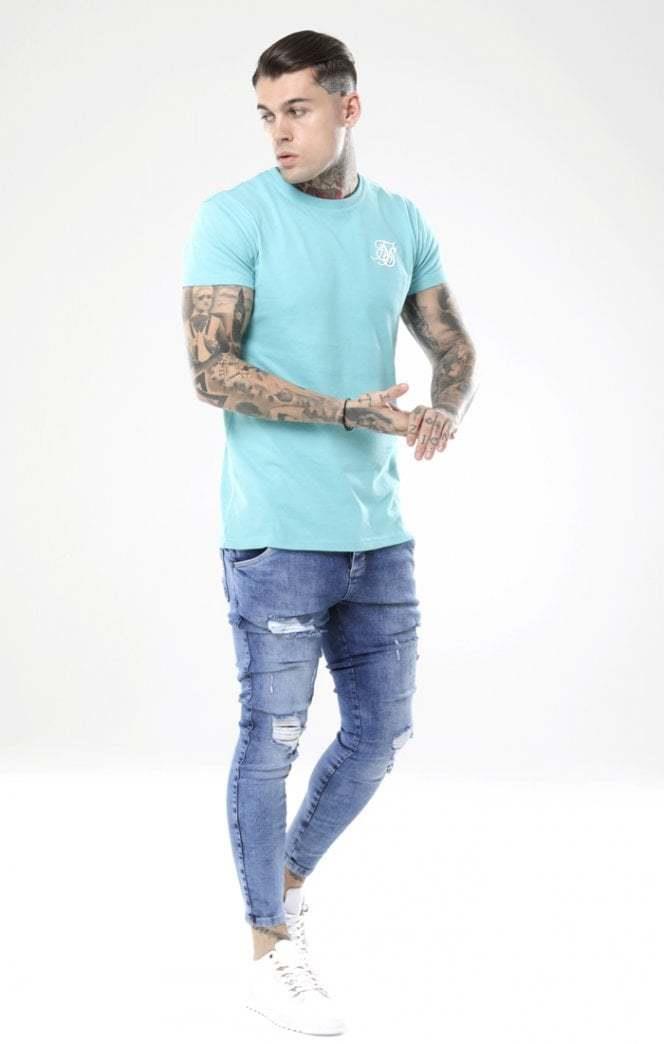 SikSilk Peached Box Tee - Aqua TealSikSilk Peached Box Tee - Aqua Teal