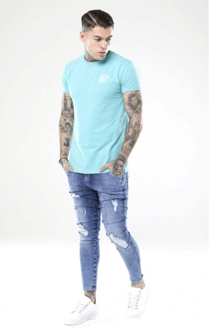 SikSilk Peached Box Tee - Aqua TealSikSilk Peached Box Tee - Aqua Teal