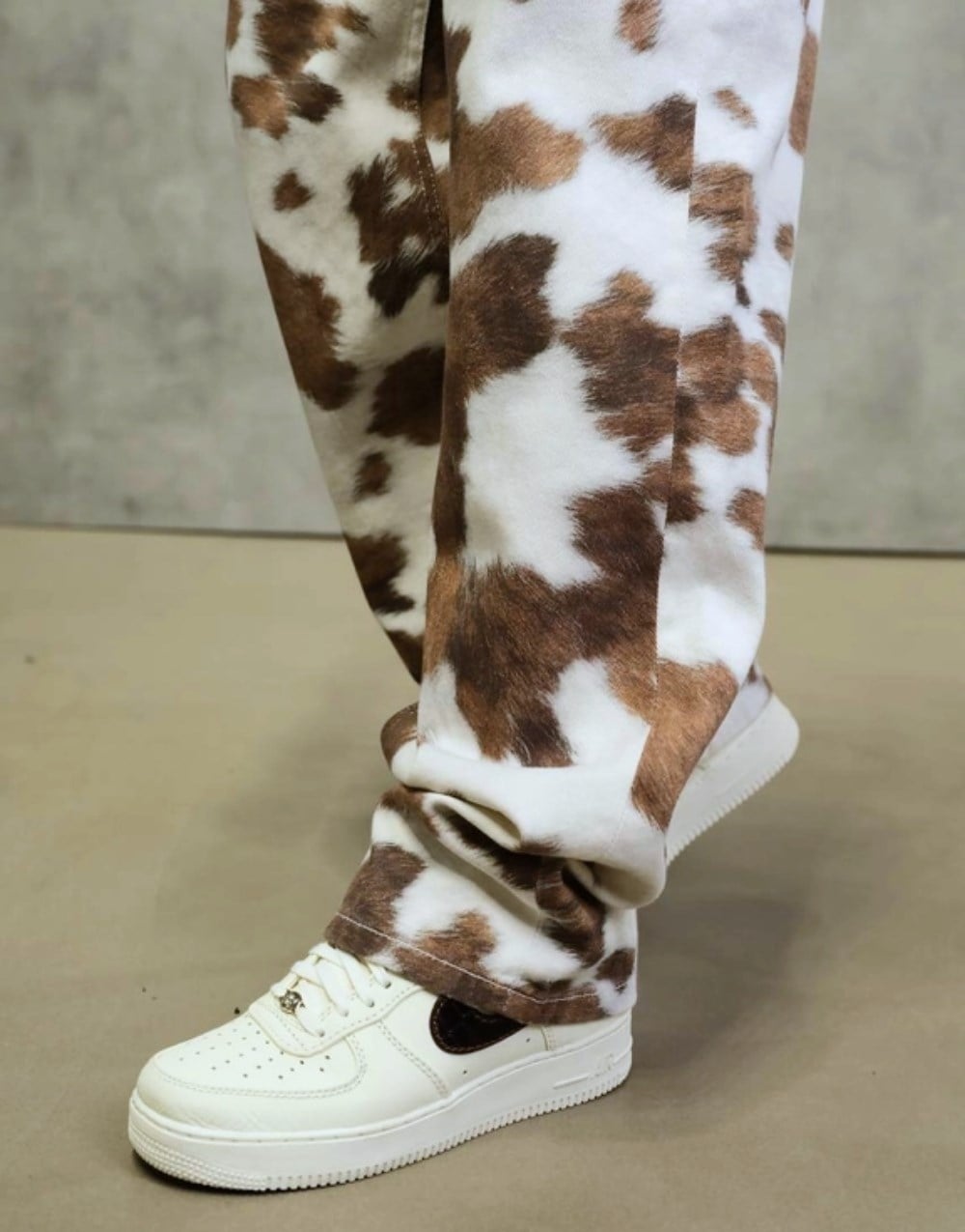 Ultra Premium Cow Printed Baggy Kot PantolonUltra Premium Cow Printed Baggy Kot Pantolon