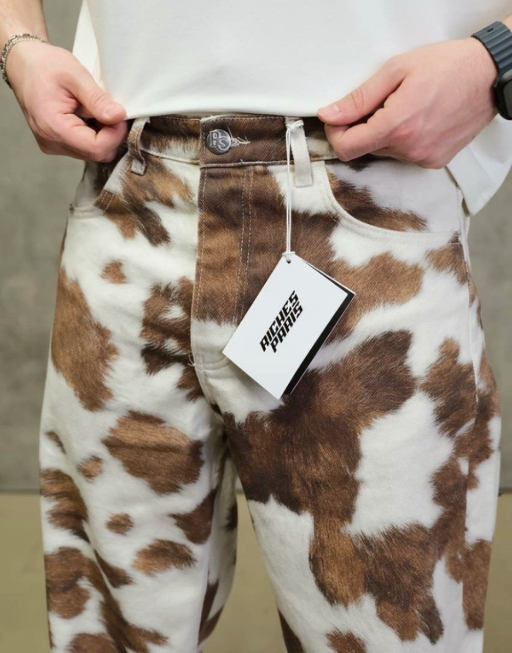 Ultra Premium Cow Printed Baggy Kot PantolonUltra Premium Cow Printed Baggy Kot Pantolon