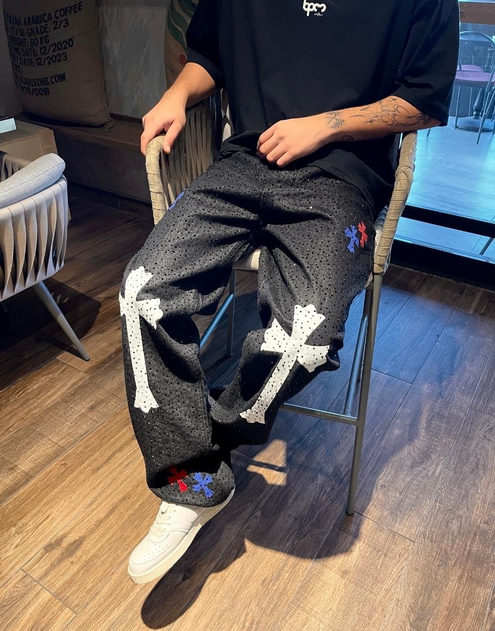 Ultra Premium Cross Cristal Baggy Kot Pantolon