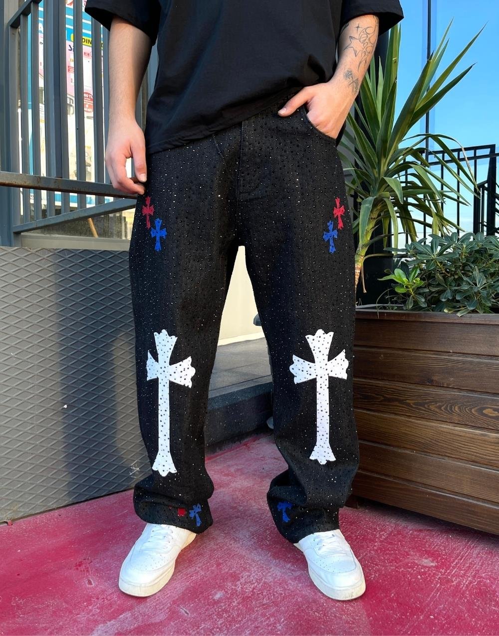 Ultra Premium Cross Cristal Baggy Kot Pantolon