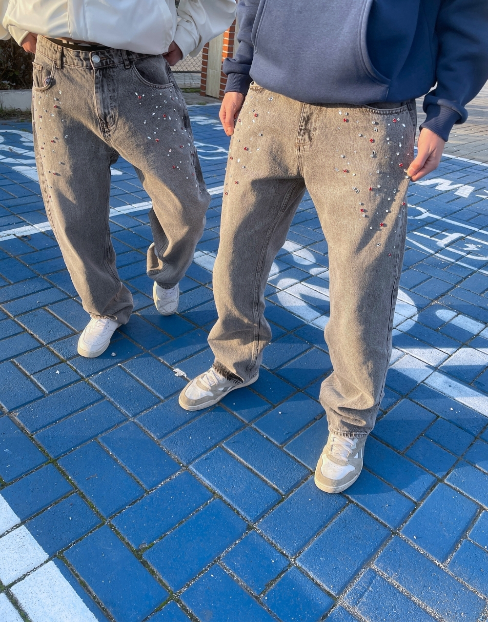 Ultra Premium Crystal Stone Baggy Kot PantolonUltra Premium Crystal Stone Baggy Kot Pantolon