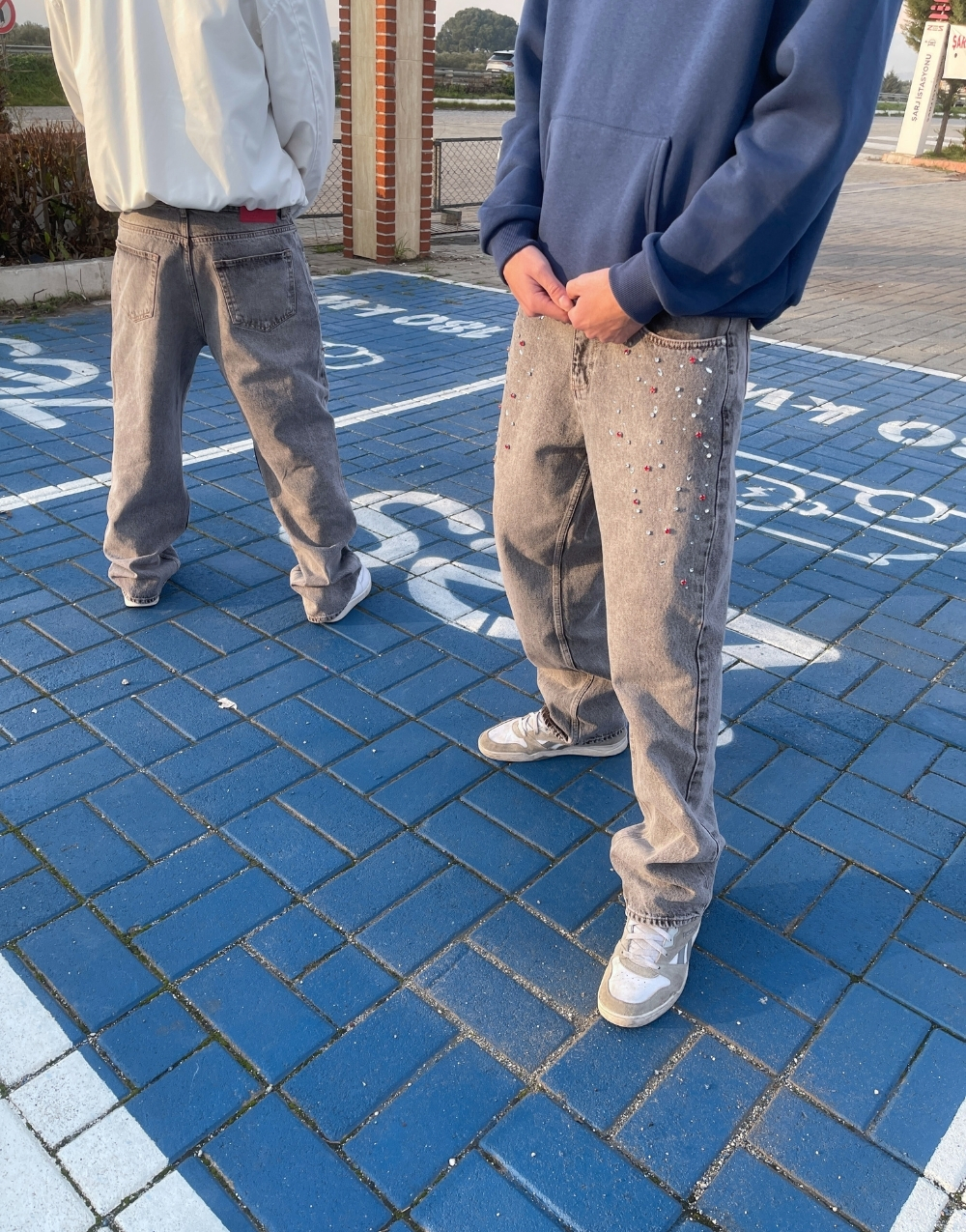 Ultra Premium Crystal Stone Baggy Kot PantolonUltra Premium Crystal Stone Baggy Kot Pantolon