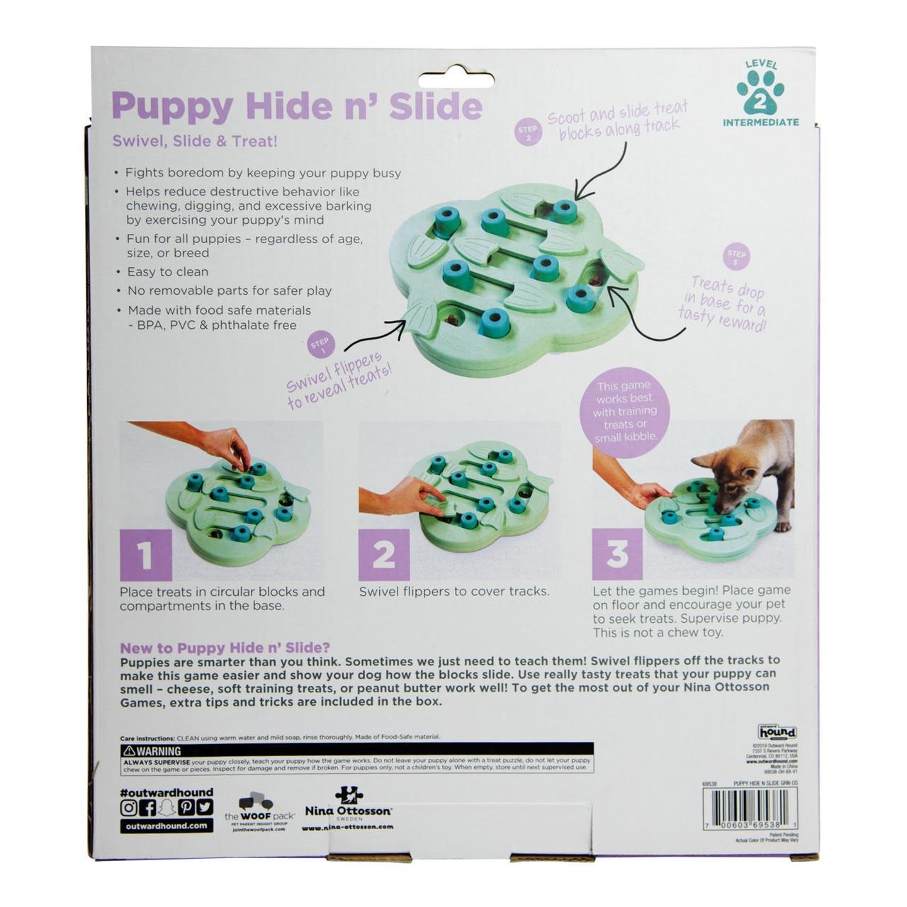 Puppy Hide N' Slide Interactive Treat Puzzle Köpek Oyuncağı, Green - 69538