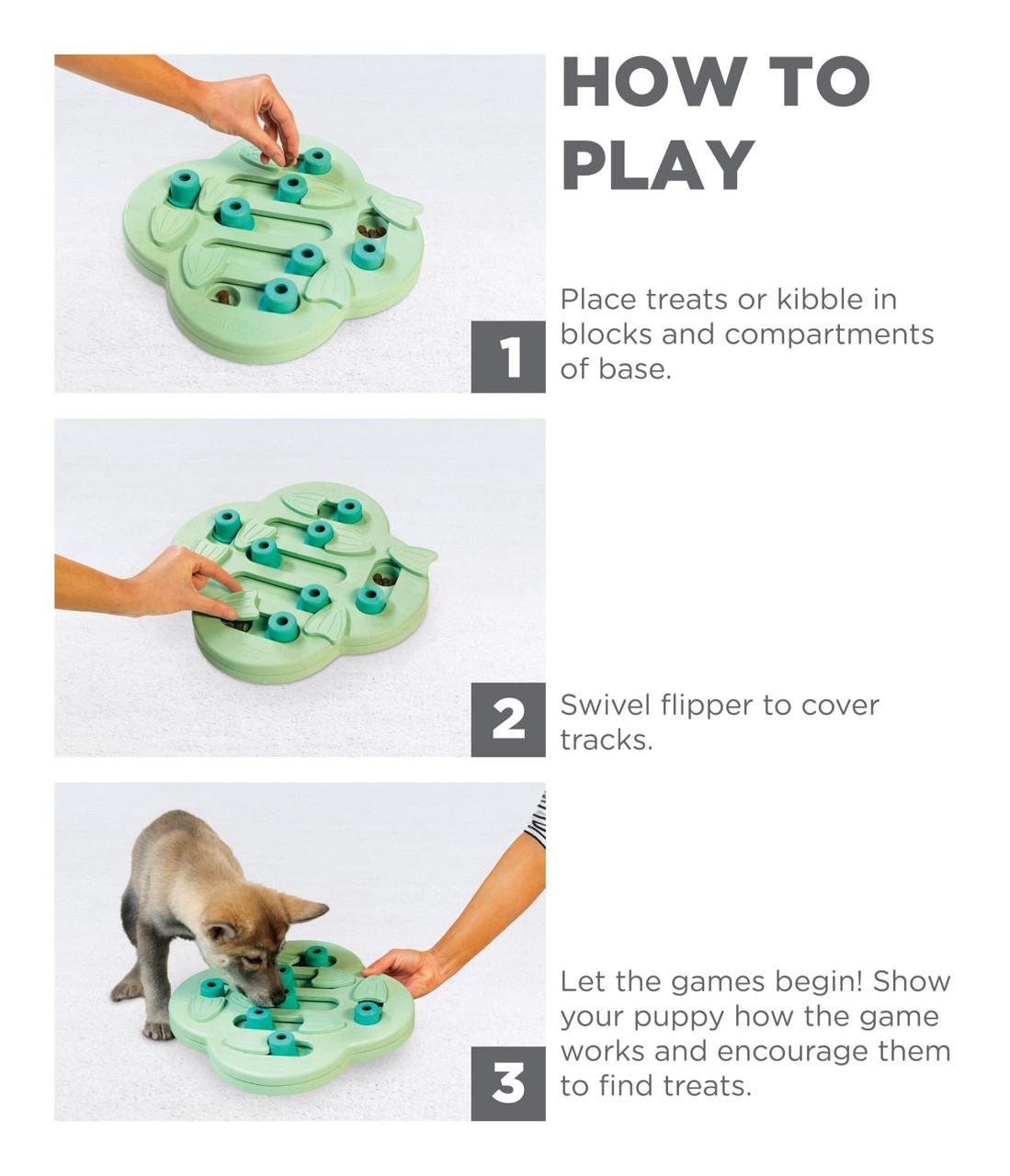 Puppy Hide N' Slide Interactive Treat Puzzle Köpek Oyuncağı, Green - 69538