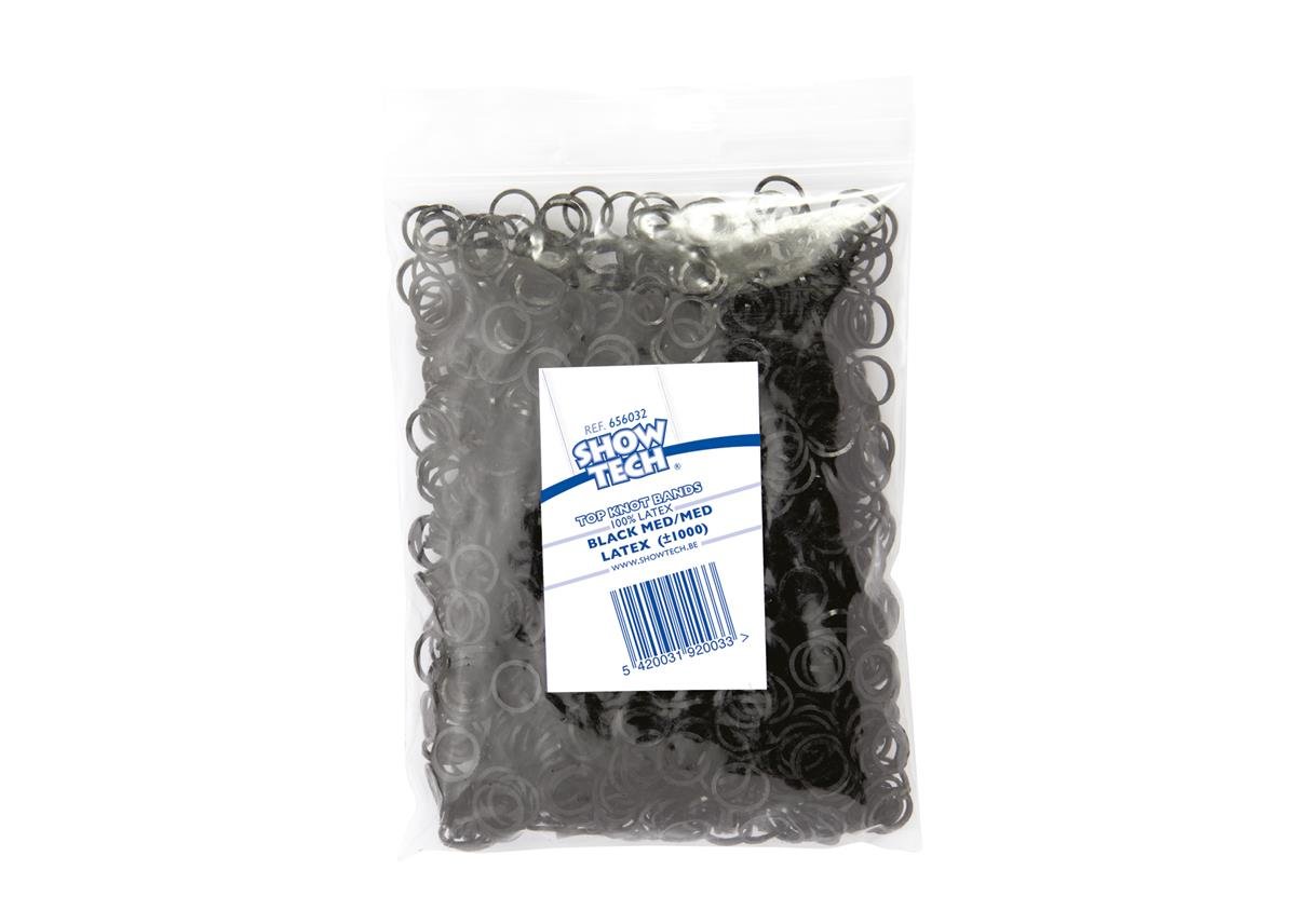 Show Tech Latex Bands Medium Black - 1000 pcs Top Knot Bands - 65STE087