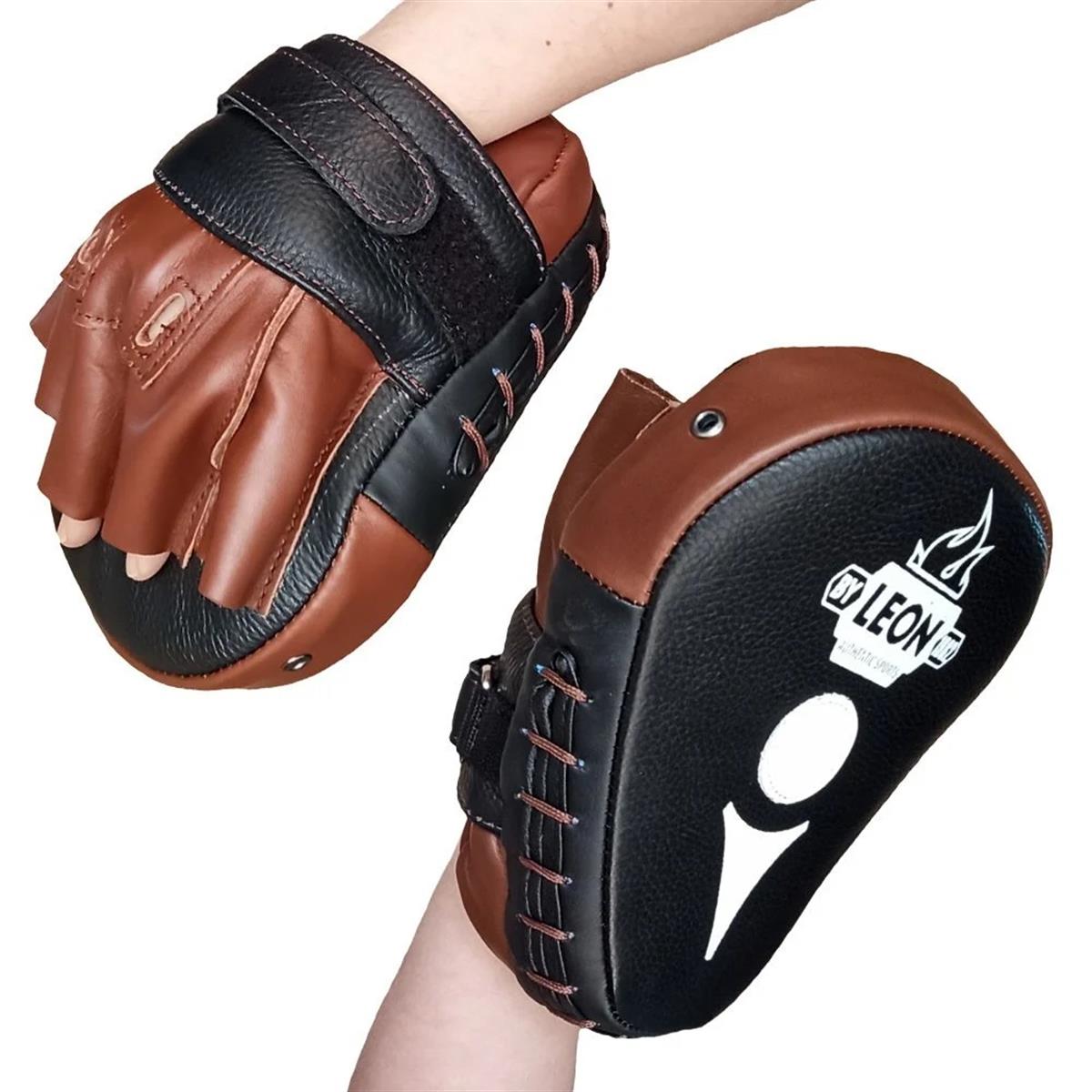 Leon Ultimate Hakiki Deri Boks ve Kick Boks El Lapası Ellik Kahverengi